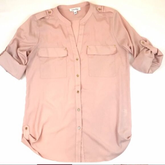 ✨ Calvin Klein blush button up shirt✨ - Picture 2 of 6